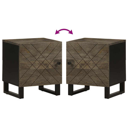 Mesita De Noche De Madera Maciza De Mango Negra 40x33x46 Cm_4