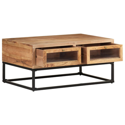 Mesa De Centro De Madera Maciza De Acacia 90x60x40 Cm_1