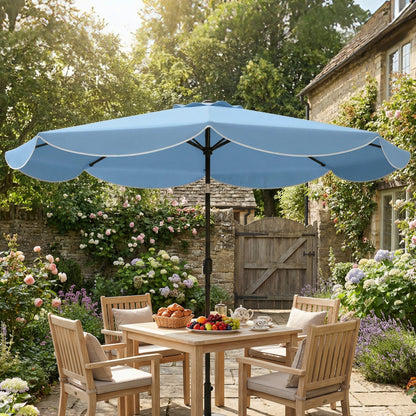Outsunny Sombrilla Terraza Exterior Ø2,7 M Inclinación Y Volantes Azul Celeste_4