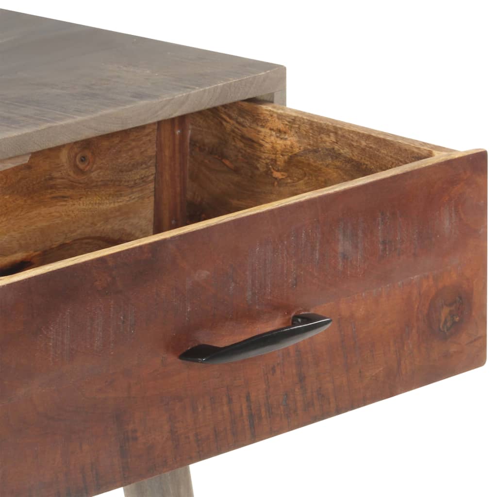 Mesa Consola De Madera Maciza De Mango Gris 110x35x75 Cm_3