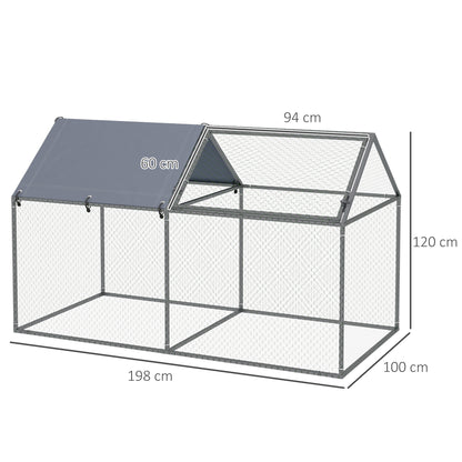 Pawhut Jaula Para Animales Pequeños Con 1 Puerta Superior 198x100x120 Cm Plata_2