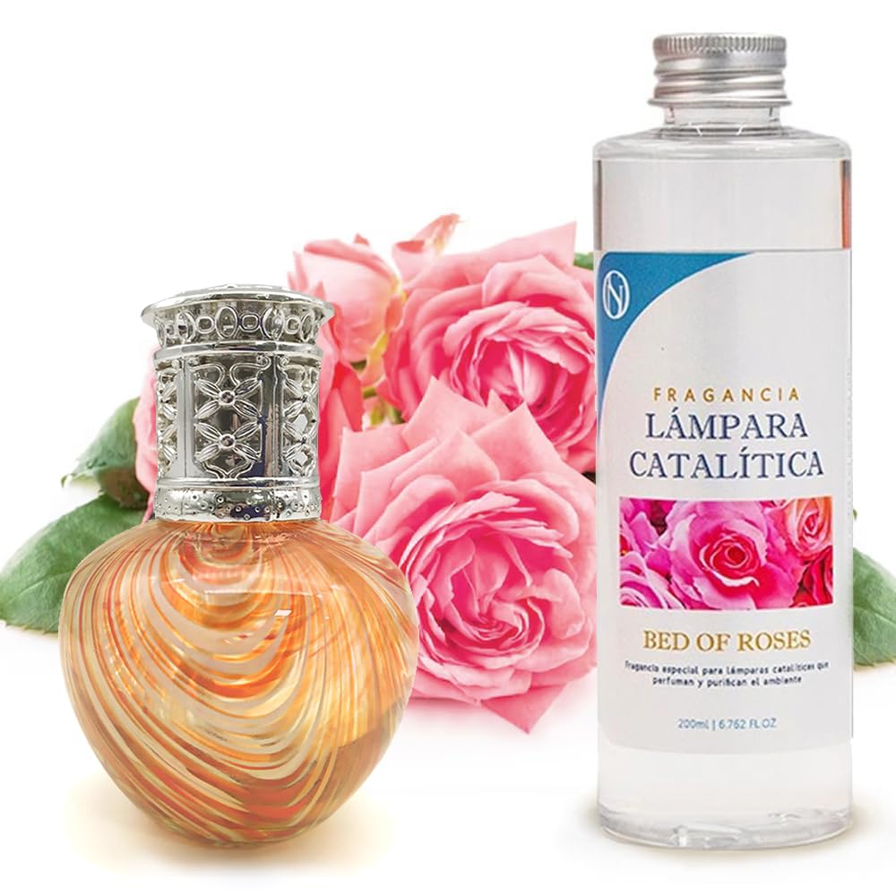 Lámpara Catalítica Orange Waves + Fragancia Bed Of Roses 500 Ml - Elimina Malos Olores, Impurezas Y Perfuma_0