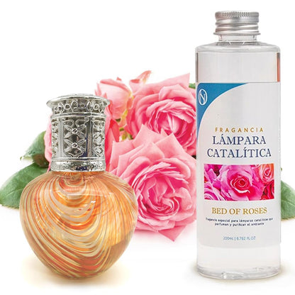 Lámpara Catalítica Orange Waves + Fragancia Bed Of Roses 500 Ml - Elimina Malos Olores, Impurezas Y Perfuma_0