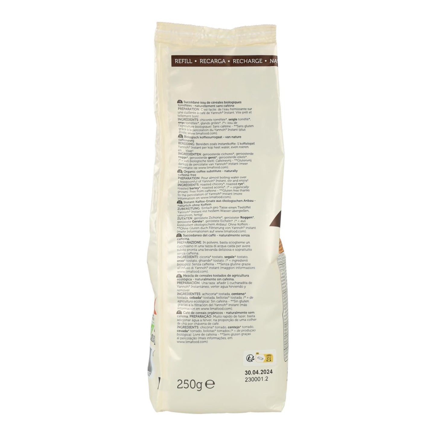 Café de Cereales Yannoh Instantáneo ECO Lima, 250 g
