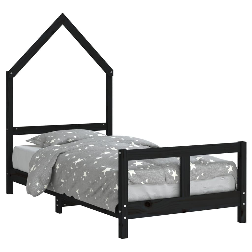 Vidaxl Estructura De Cama Para Niños Madera De Pino Negro 80x160 Cm_0