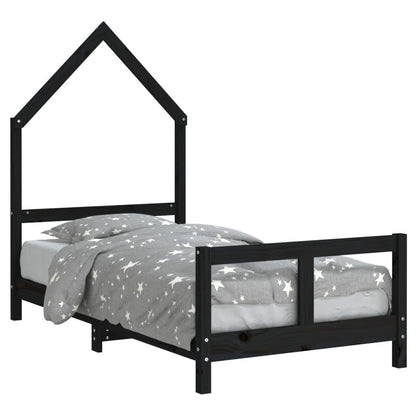 Vidaxl Estructura De Cama Para Niños Madera De Pino Negro 80x160 Cm_0
