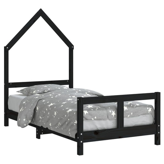 Vidaxl Estructura De Cama Para Niños Madera De Pino Negro 80x160 Cm_0