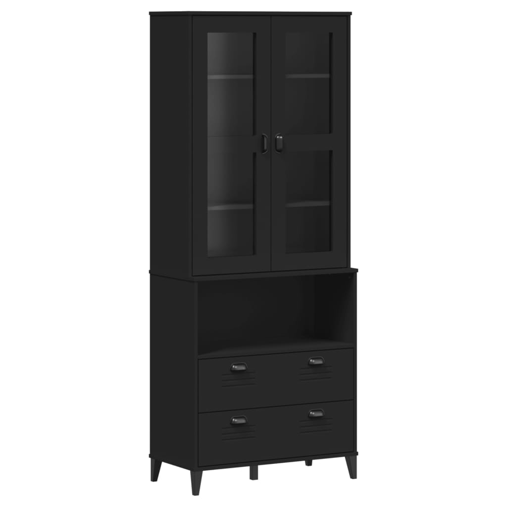 Aparador Alto Viken Madera Maciza De Pino Negro 80x40x200 Cm / Vetonek_1