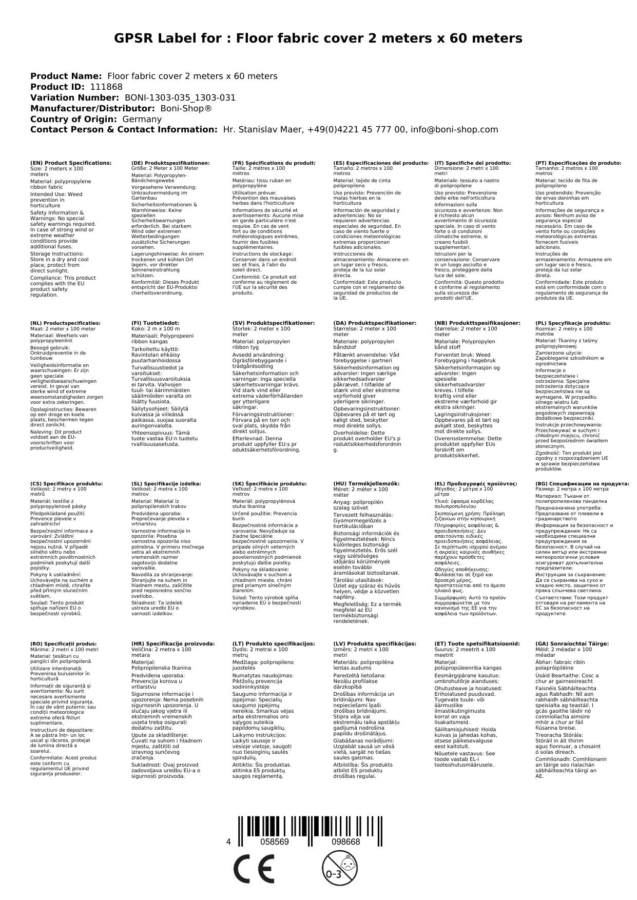 Tela Antihierbas 2x60m, Malla Jardin, Cubresuelos