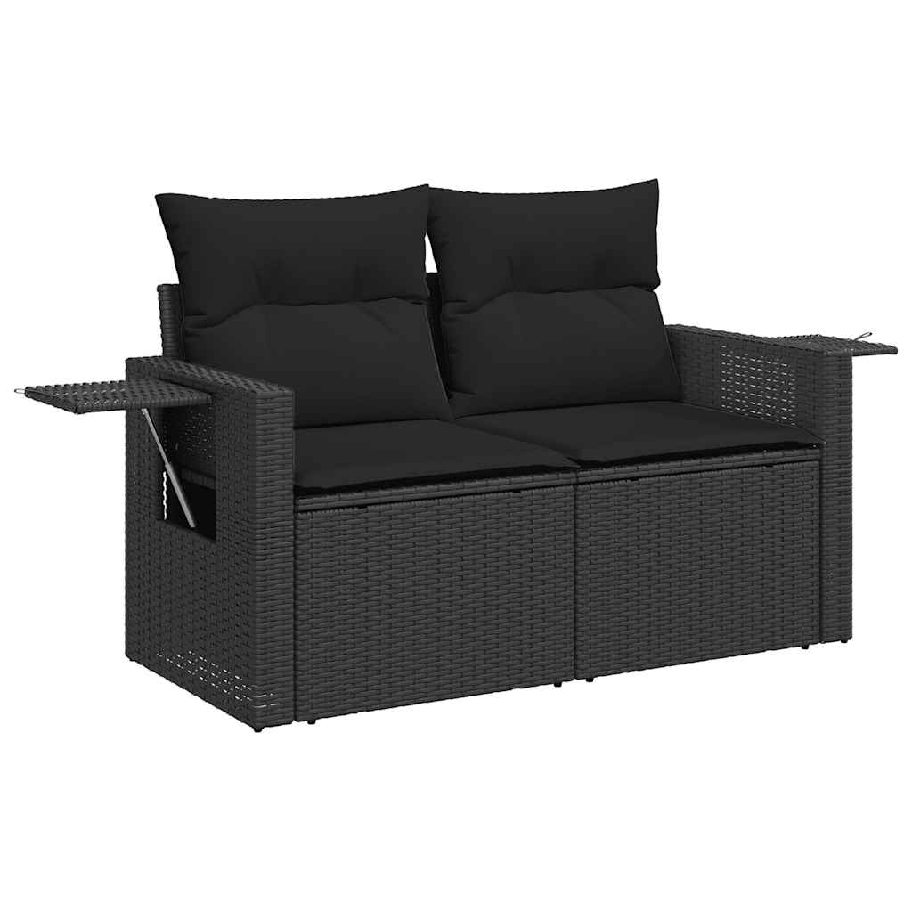 Set Sofás Jardín Y Cojines 9 Pzas Ratán Sintético Acacia Negro / Vetonek_3