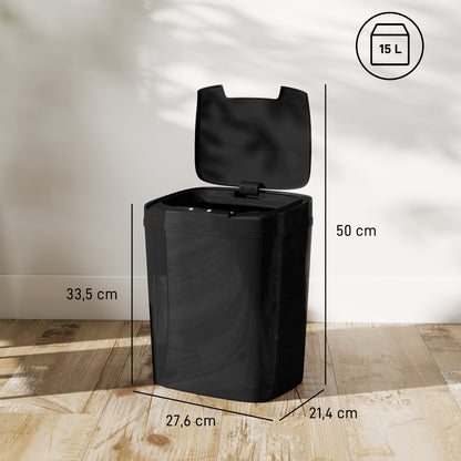 Balde De Lixo Automático Homcom Pp, Abs Preto 27.6x21.4x33.5 Cm_2