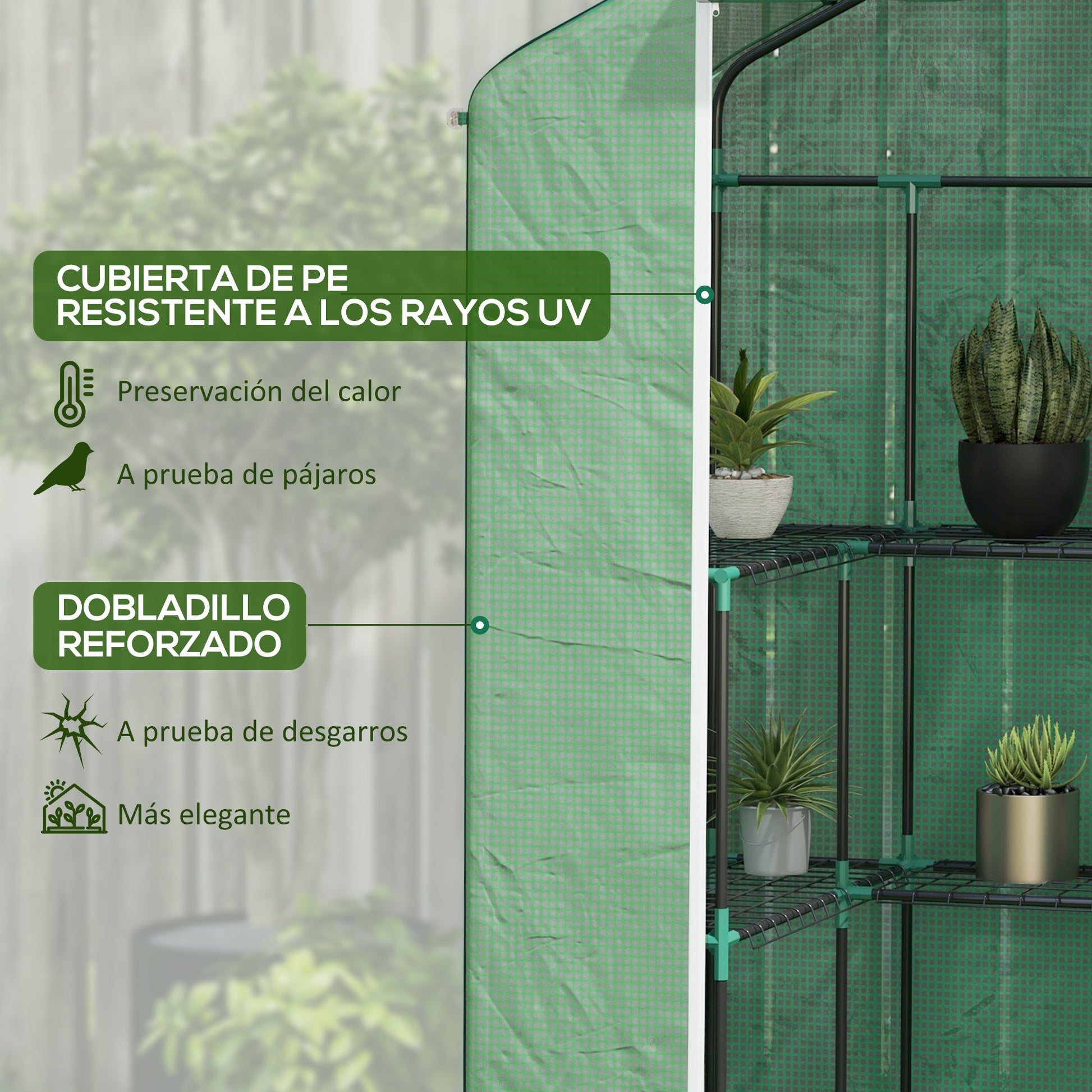 Outsunny Invernadero Para Jardín Con 1 Puerta 2 Ventanas 140x73x190 Cm Verde_4