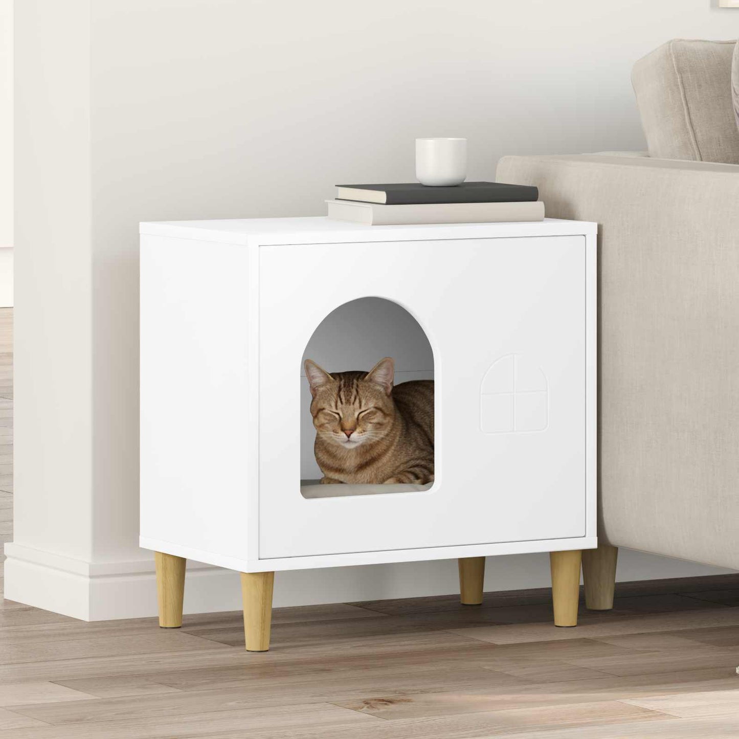 Casa Para Gatos 51 X 30 X 52 Cm Madera De Ingeniería_1