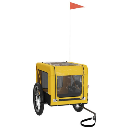 Vidaxl Remolque Bicicleta Mascotas Hierro Tela Oxford Amarillo Negro_3