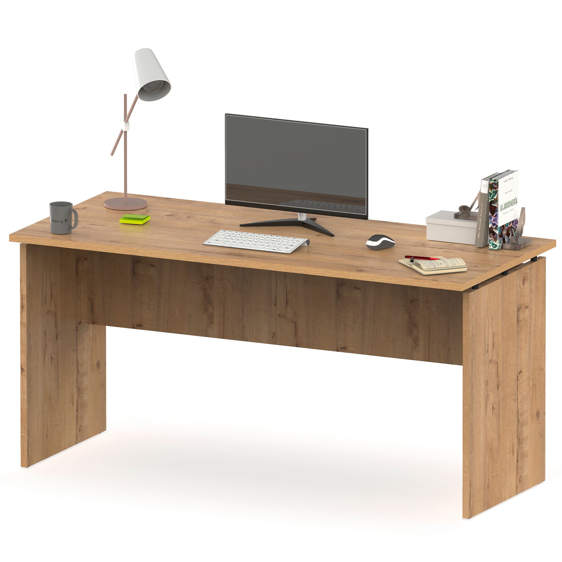 Escritorio, Mesa De Ordenador Oficina, Estudio 76 X 155 X 68 Cm, Despacho, Habitación, Desk, Briebe, Zenith, Madera_0