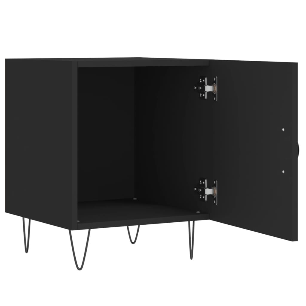 Mesita De Noche Madera De Ingeniería Negro 40x40x50 Cm_3
