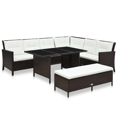 Vidaxl Set Muebles De Jardín 3 Pzas Y Cojines Ratán Sintético Marrón_0
