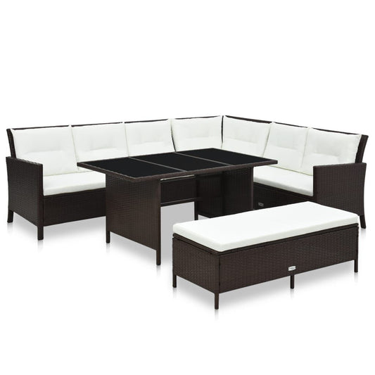 Vidaxl Set Muebles De Jardín 3 Pzas Y Cojines Ratán Sintético Marrón_0