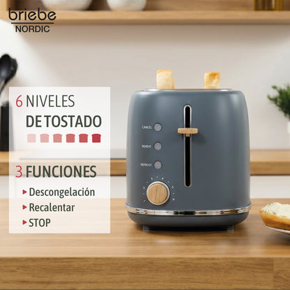 Briebe Nordic Set Cafetera 20 Bares Cápsulas, Café Molido Espumador Leche Tostadora 2 Rebanadas Anchas, Skt1221gry,gris_3