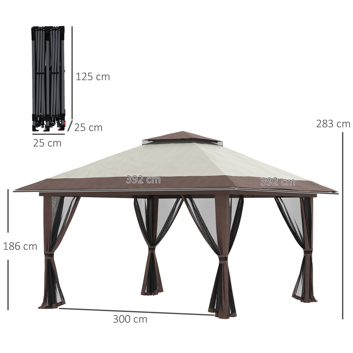 Outsunny Carpa Plegable Pop-up 4x4x2,8 M Altura Ajustable Protección Uv50+_2