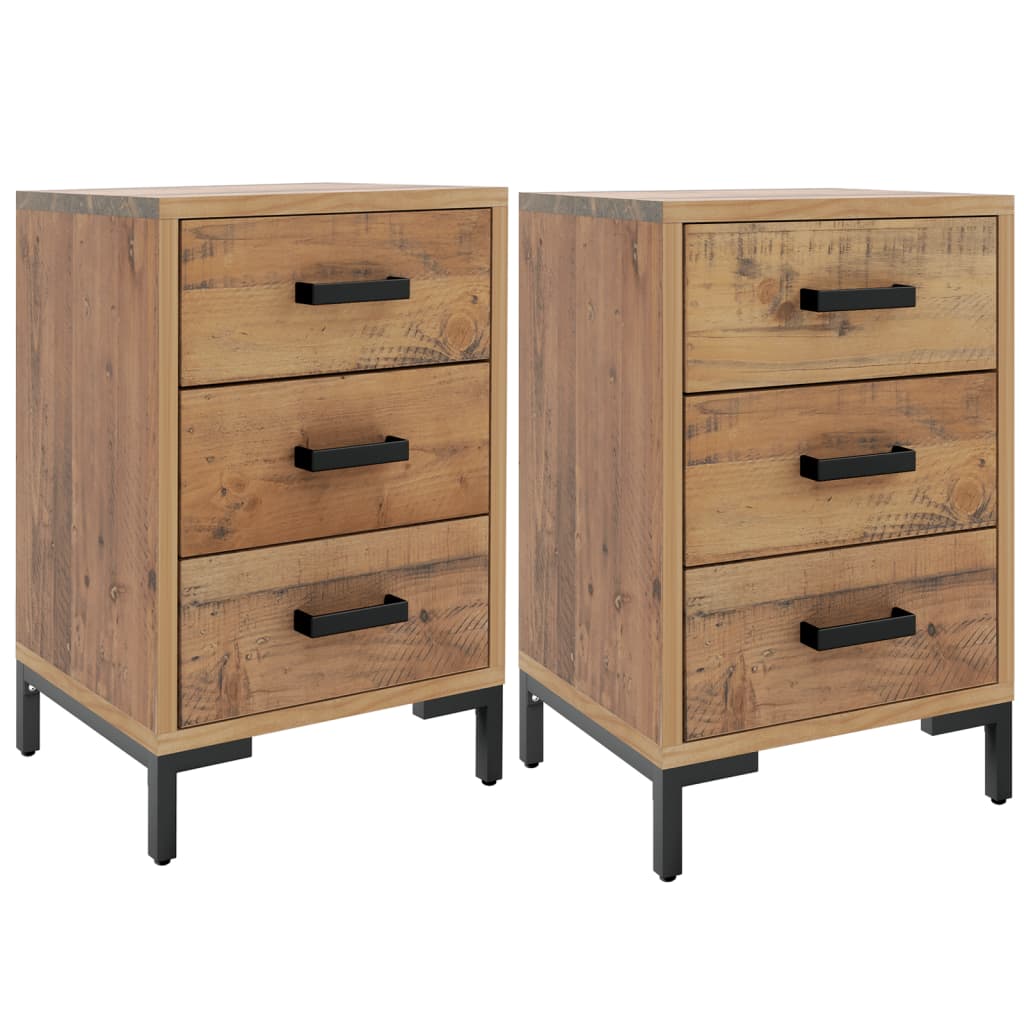 Mesitas De Noche 2 Uds Madera Maciza De Pino 40x30x55 Cm_0