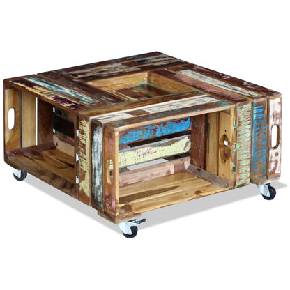 Mesa De Centro Madera Maciza Reciclada 70x70x35 Cm_3