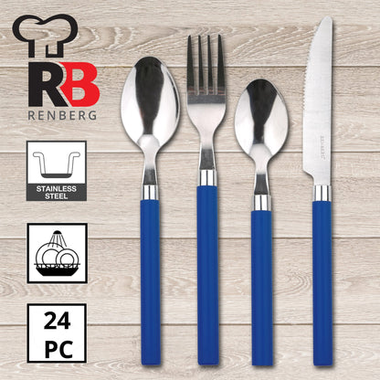 Bateria De Cocina 5 Piezas San Ignacio De Acero Inoxidable Con Cuberteria De 24 Piezas En Acero Inoxidable En Color Azul_3