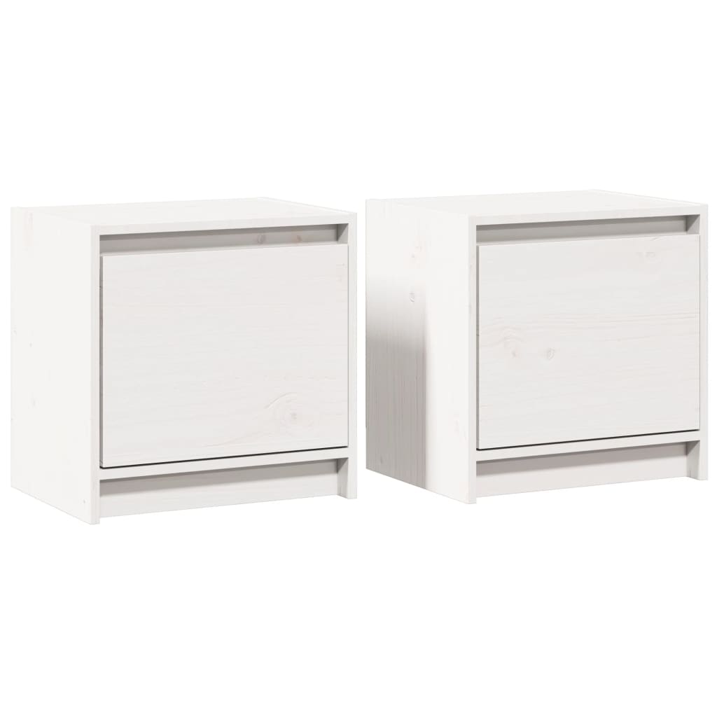Mesitas De Noche 2 Uds Madera Maciza Pino Blanco 40x30,5x40 Cm_0