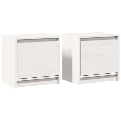 Mesitas De Noche 2 Uds Madera Maciza Pino Blanco 40x30,5x40 Cm_0