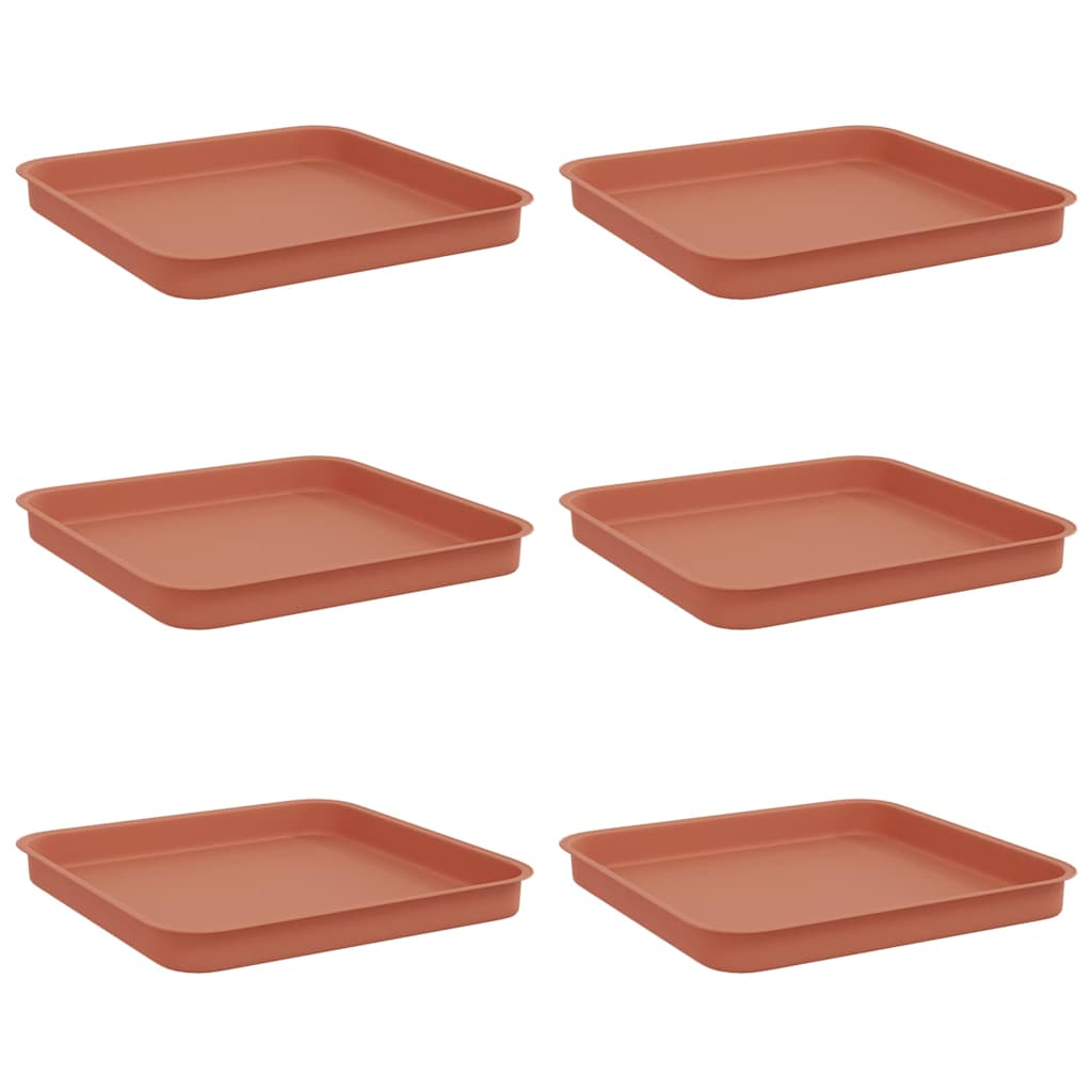 Bandeja Cuadrada Para Flores 6 Pcs Rojo Ladrillo Plástico_0