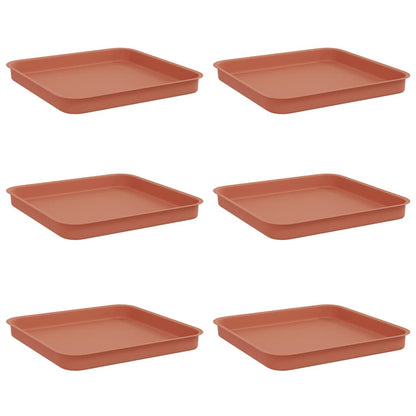 Bandeja Cuadrada Para Flores 6 Pcs Rojo Ladrillo Plástico_0