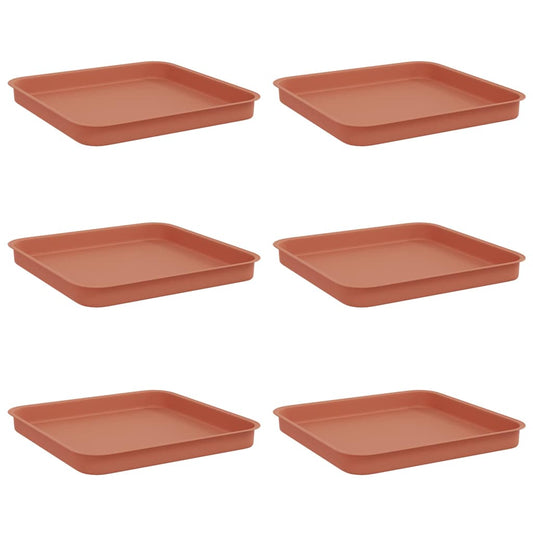 Bandeja Cuadrada Para Flores 6 Pcs Rojo Ladrillo Plástico_0