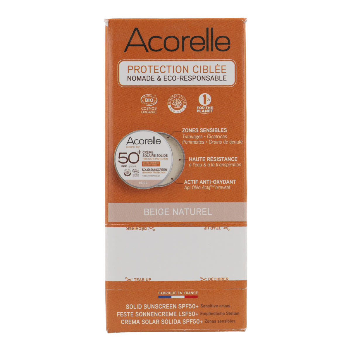Crema Solar Solida Color Beige Spf 50+ Acorelle 20 g