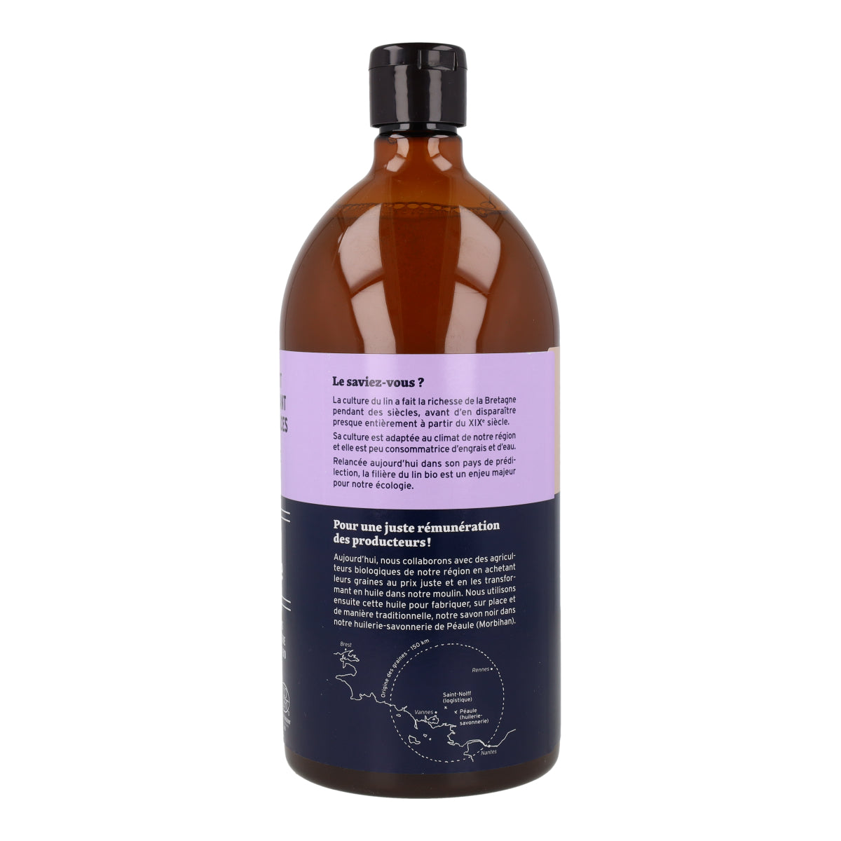 Jabón negro orgánico de linaza de bretaña La Droguerie écologique 1 l
