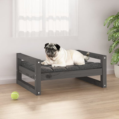 Vidaxl Cama Para Perros Madera Maciza De Pino Gris 65,5x50,5x28 Cm_1