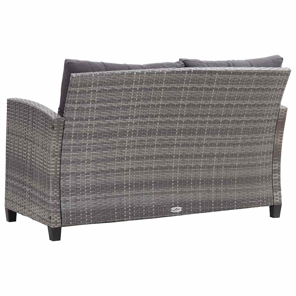 Vidaxl Sofá De Jardín 2 Plazas Y Cojines Ratán Sintético Gris 124 Cm_3