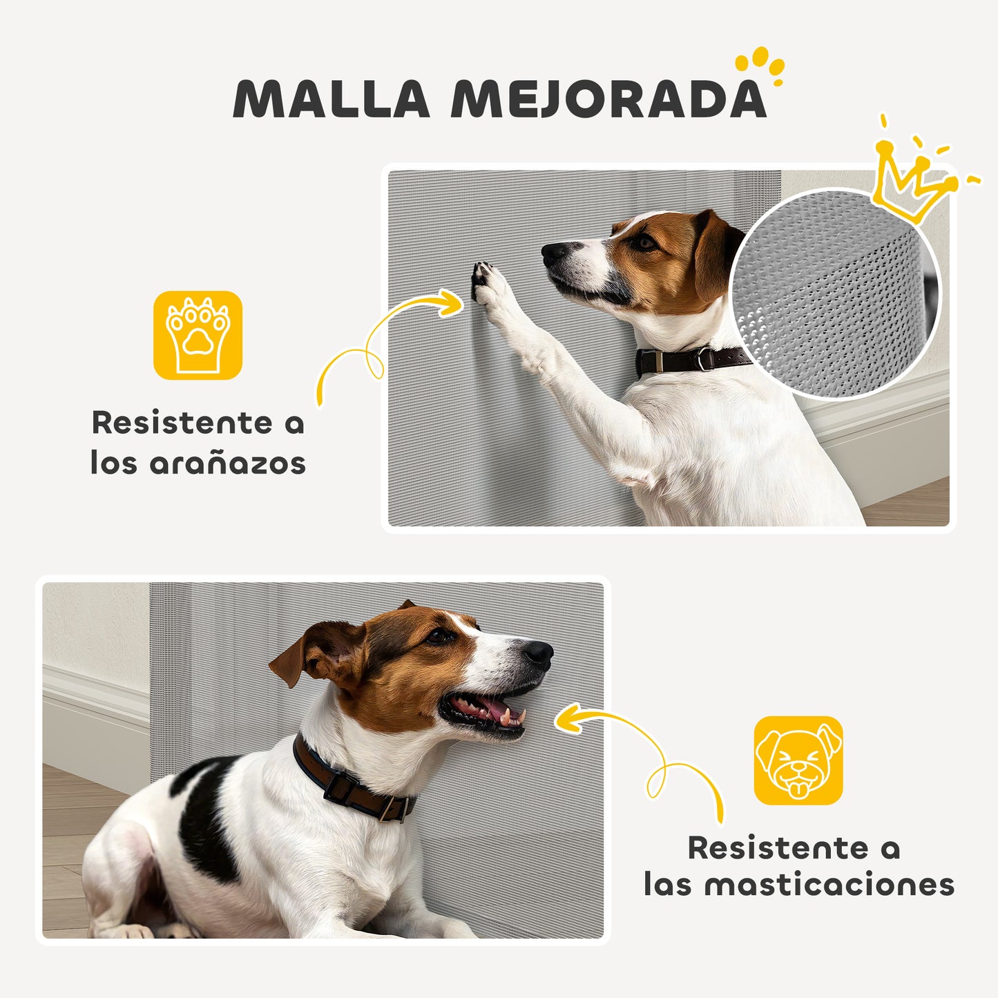 Pawhut Barrera De Seguridad Para Perros Retráctil Extensible Hasta 180 Cm Gris_5