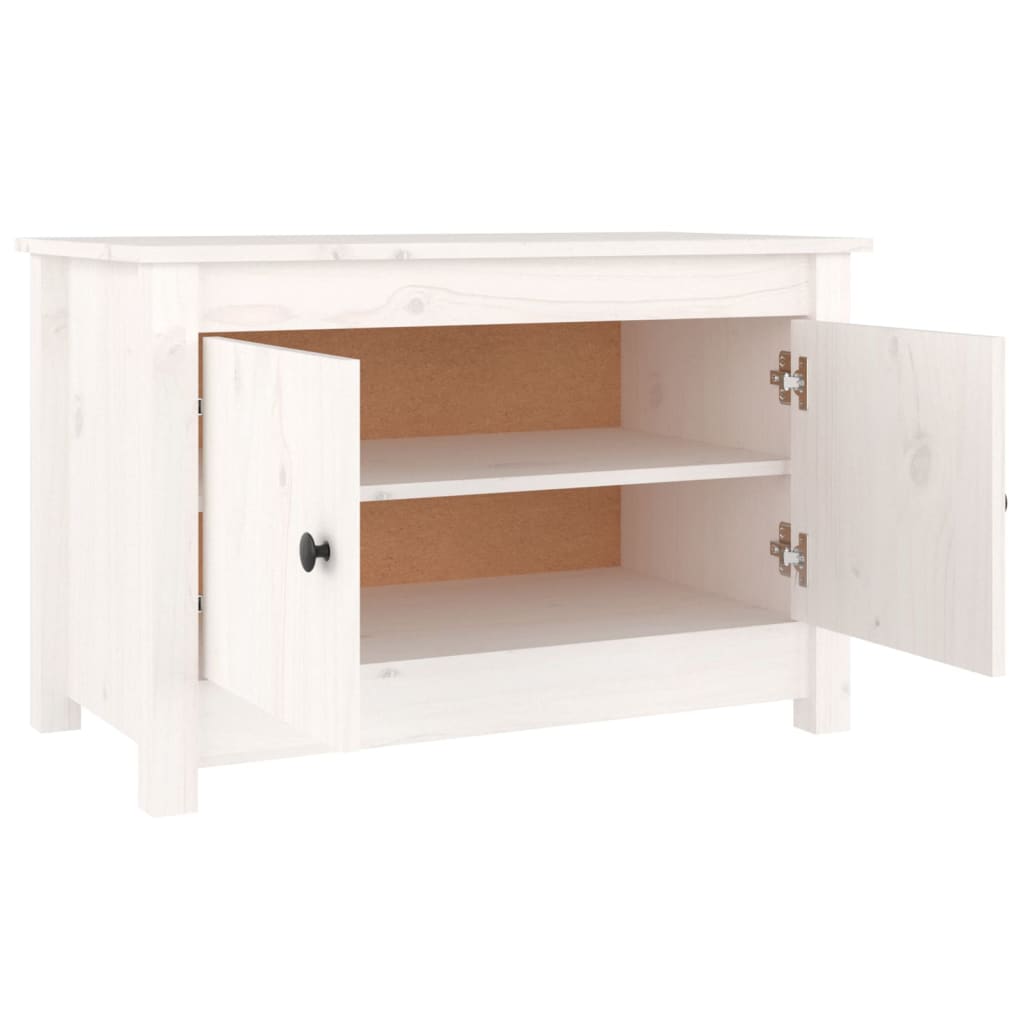 Armario Zapatero De Madera Maciza De Pino Blanco 70x38x45,5 Cm / Vetonek_3