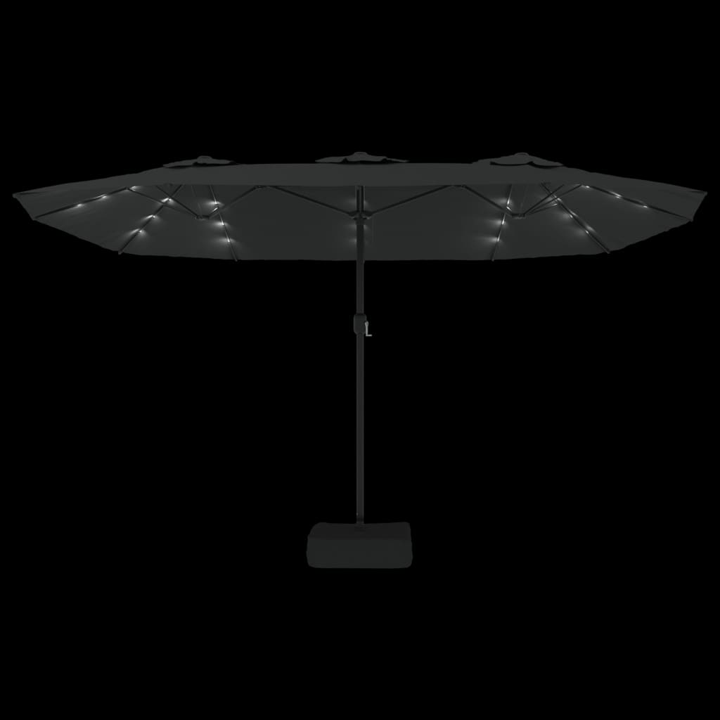 Sombrilla Doble De Jardín Con Luces Led Negro 449x245 Cm_4