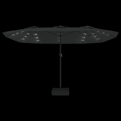 Sombrilla Doble De Jardín Con Luces Led Negro 449x245 Cm_4