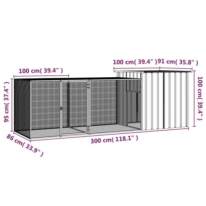 Vidaxl Jaula De Gallinas Acero Galvanizado Antracita 300x91x100 Cm_4