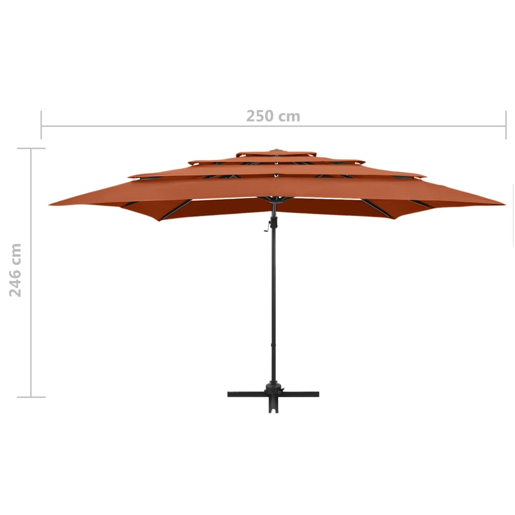 Vidaxl Sombrilla Jardín 4 Niveles Palo Aluminio Terracota 250x250 Cm_2