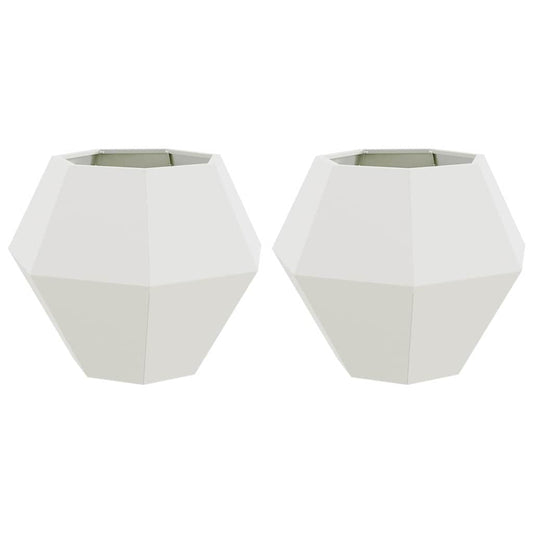 Jardinera 2 Uds. Blanco 75 X 75 X 60 Cm Acero_0
