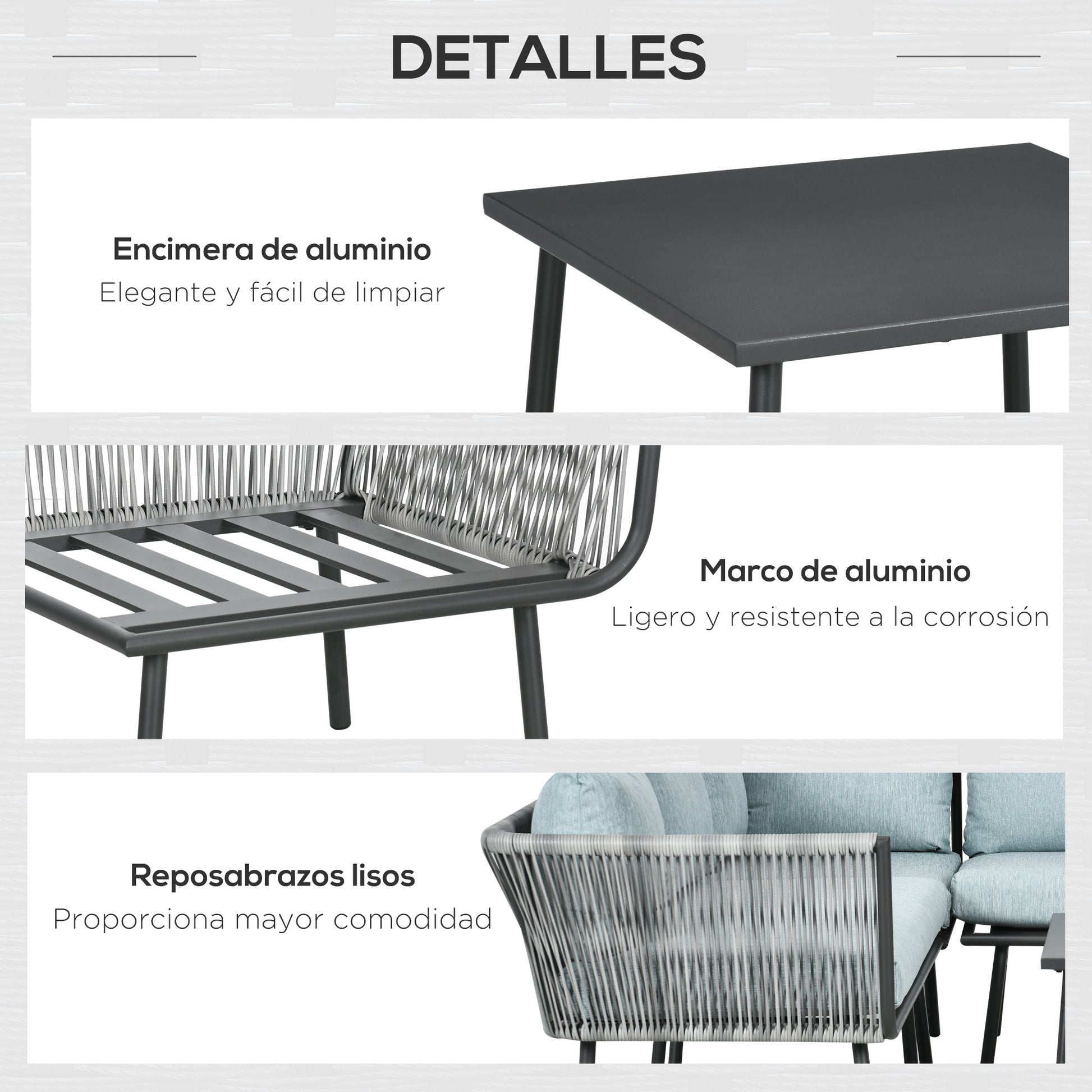 Outsunny Conjunto De Muebles De Ratán 2 Sofá De 2 Plazas Sofá De Esquina Mesa_5