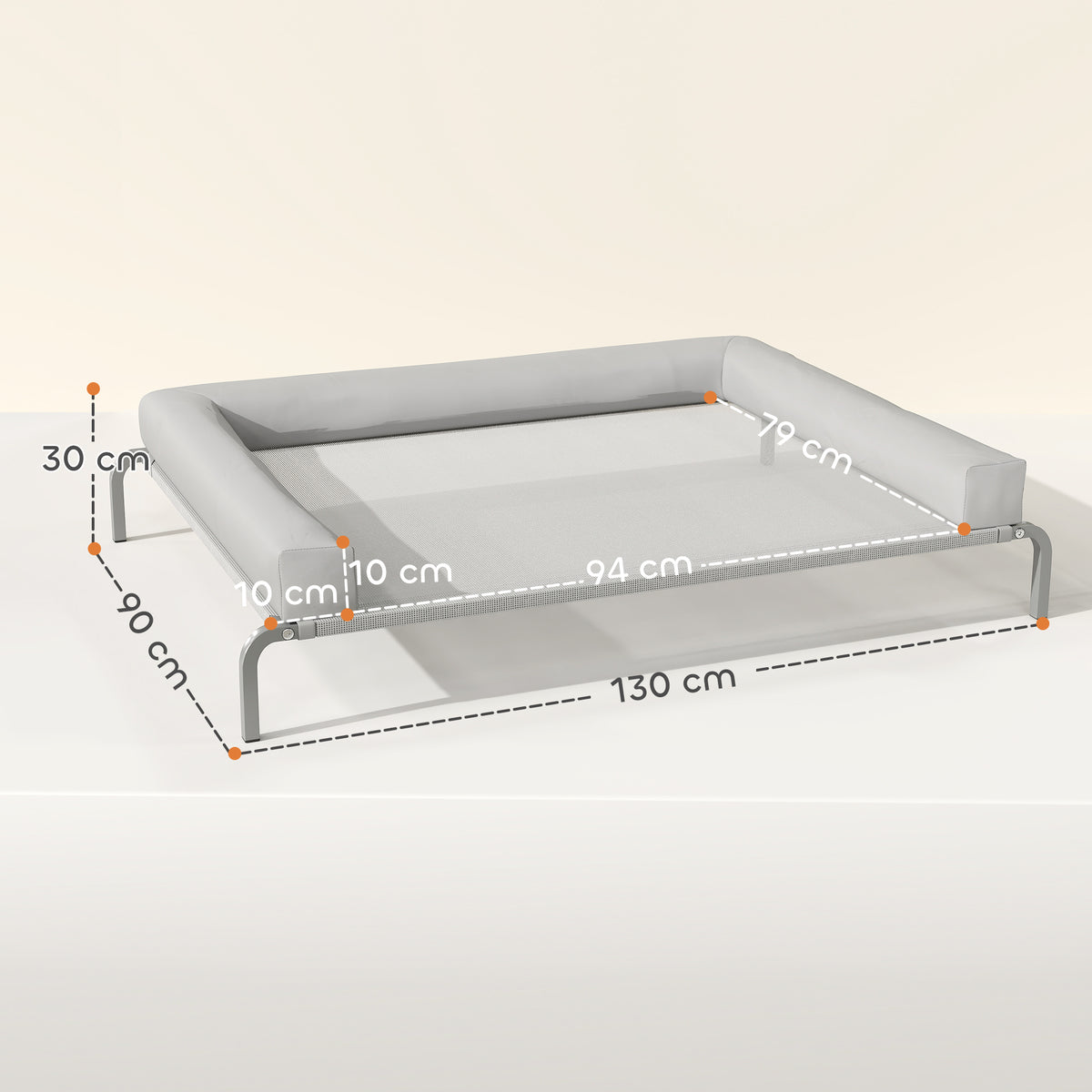 Pawhut Cama Elevada Para Perros Transpirable Con Refuerzos Extraíbles Gris Claro_2