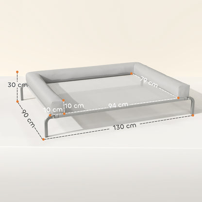Pawhut Cama Elevada Para Perros Transpirable Con Refuerzos Extraíbles Gris Claro_2