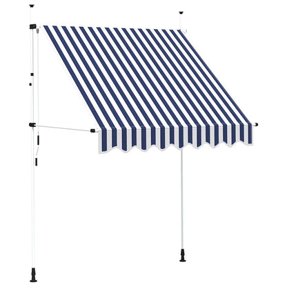 Toldo Manual Retráctil 200 Cm Azul Y Blanco A Rayas_0