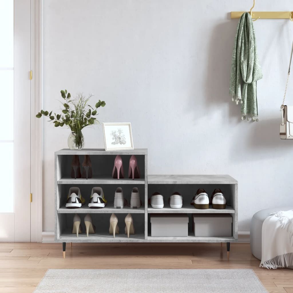 Vidaxl Mueble Zapatero Madera Contrachapada Gris Hormigón 102x36x60 Cm_1