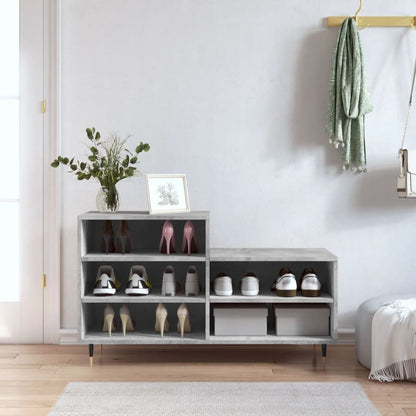 Vidaxl Mueble Zapatero Madera Contrachapada Gris Hormigón 102x36x60 Cm_1
