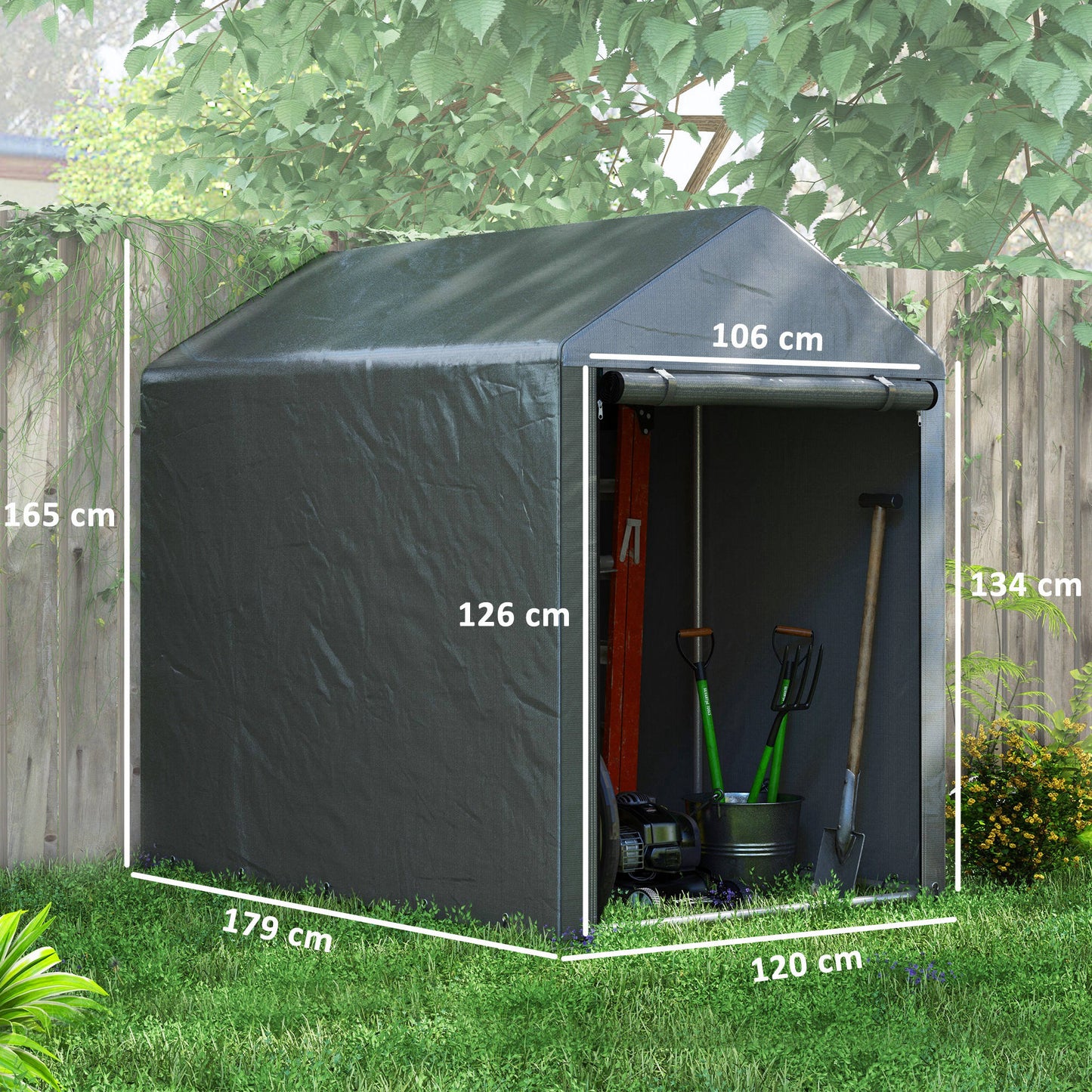 Outsunny Carpa Para Herramientas Bicicletas Y Motos 1,2x1,8x1,65 M Gris Oscuro_2